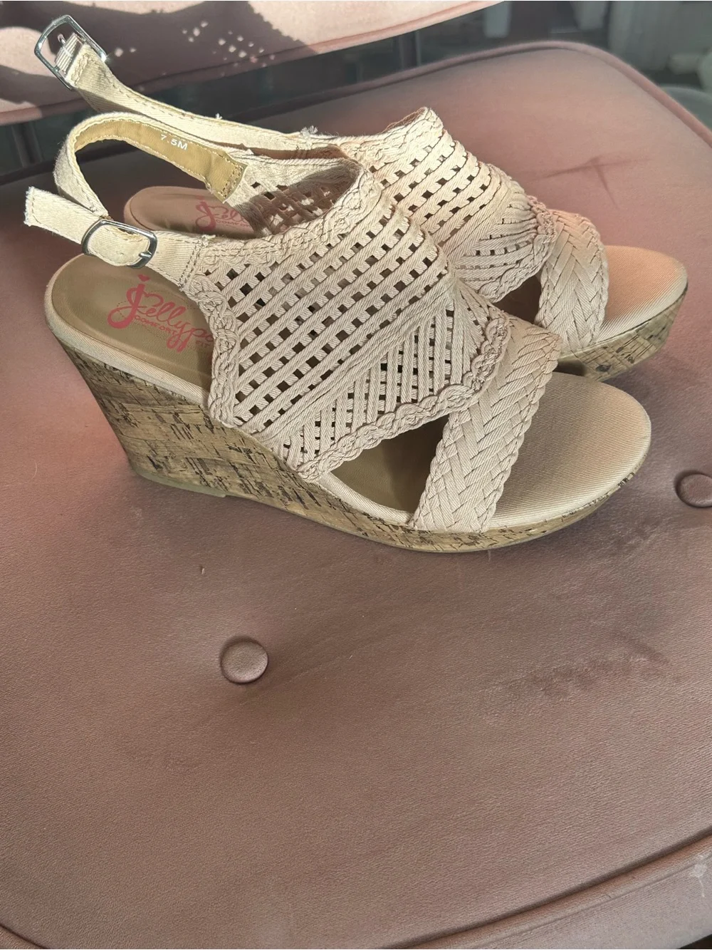 Jellypop Woven Slingback Wedge Sandals in blush